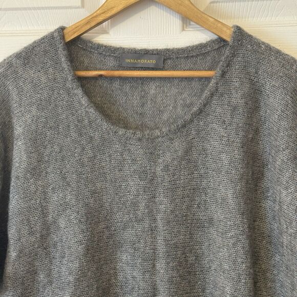INNAMORATO Superkid Mohair & Merino Wool Gray Short Sleeve Sweater Size Small S - Picture 3 of 8